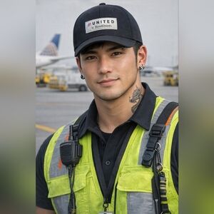 United Airlines 1990's Tulip Logo Brookhurst Black Baseball Cap